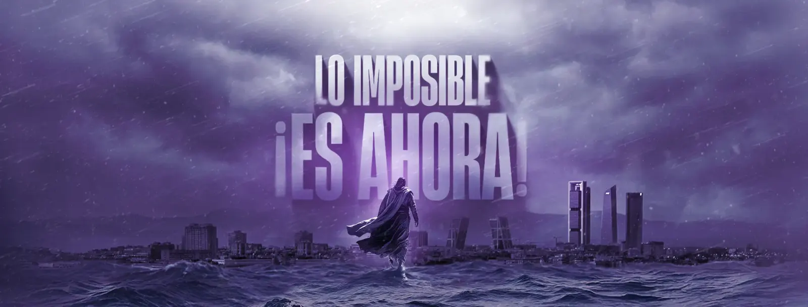 Cartel del lema 2026 de Tabernáculo de Vida Madrid: «Lo imposible es ahora», sobre el perfil de Madrid